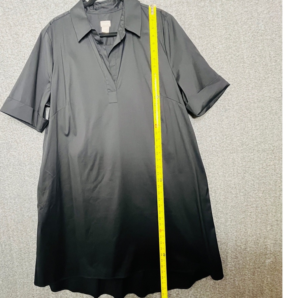 Chicos Black Popover Shirt Dress US 18 Short Sleeve Pockets Minimalist Versatile - Picture 10 of 10